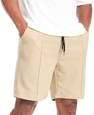 Homme Short Gaufre Décontracté Bermuda Pantalon Court avec Poches