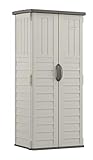 Suncast Vertical Outdoor Storage Shed for Backyards and Patios 20 Cubic ft Capacity for Tools and Garden Accessories, 22 cu, Vanilla and Stoney
