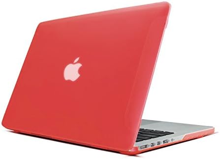 Case for MacBook Retina 15 inch, LynneTech Rubberized Matte Finish Hard Plastic Apple Logo Shine Through Cover for MacBook Pro 15.4" Model: A1398 (NO CD-ROM) (red)