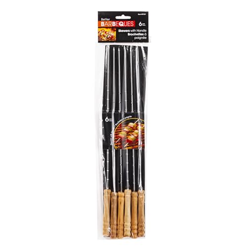 Luciano Housewares 15.75" Stainless Steel Kebab Skewers with Nonslip Wooden Han…