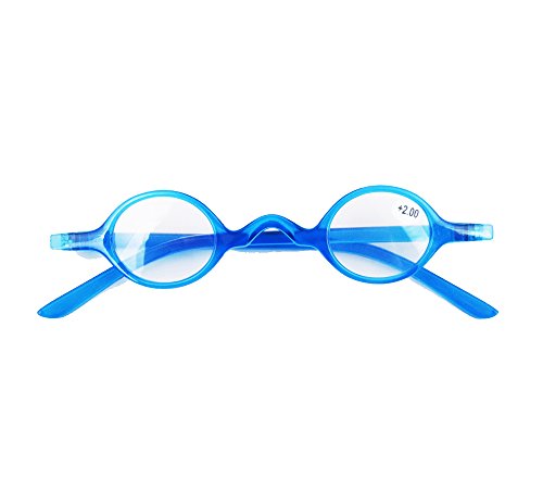 Designer Cute Small round Oval Vintage Clear Reading Glasses Eyeglasses (+3.00, Blue)