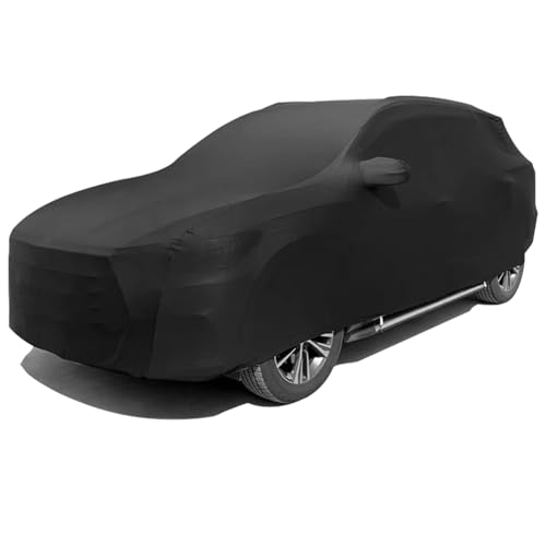 TECTICO Car Cover SUV Elastic Breathable Stretch Soft Dust Protection Universal Car Cover for Indoor Garage, 4.5-4.75 Metres, Black