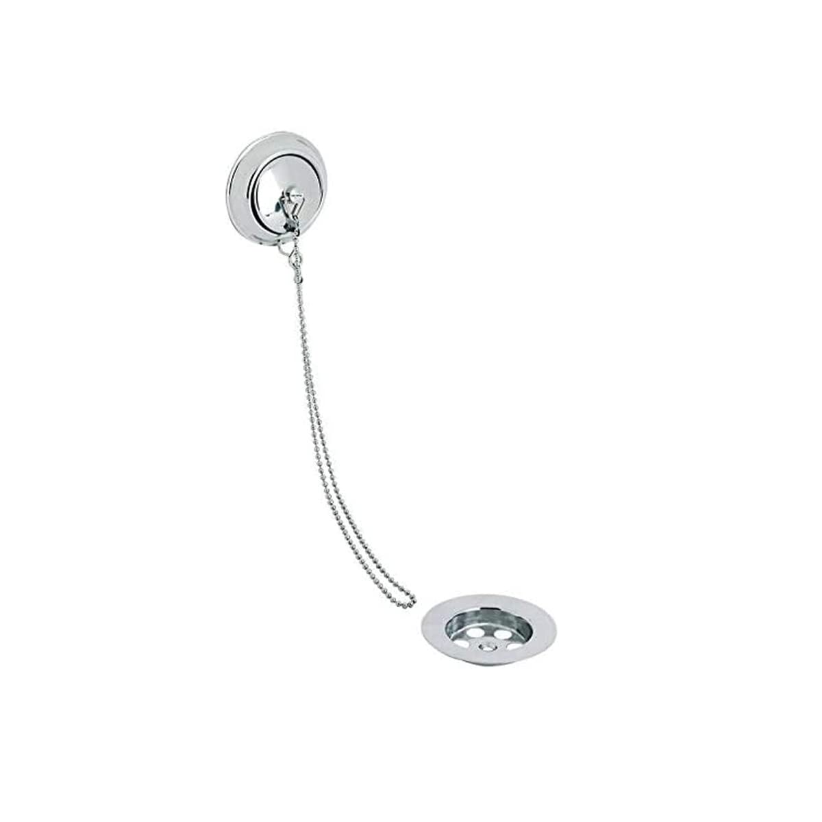 Chrome Bathroom Retainer Bath Waste Drain With Brass Plug & Overflow With Ball Chain
