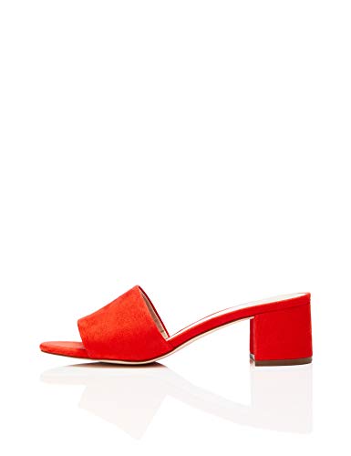 Amazon Brand - find. Women's Wedge Heels Sandals Heeled, Orange Hot Coral), US 9