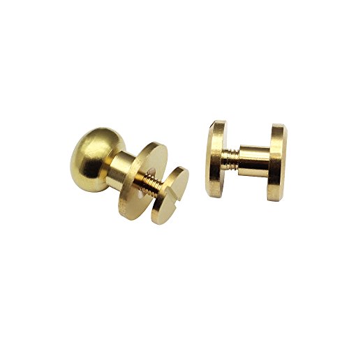 Sam Browne Soild Brass Button Studs ,Yotako 24 Pack Leather Craft Belt Chicago Screws Nail Rivets DIY suitable for Arts and Clothers making with Install Hole punch