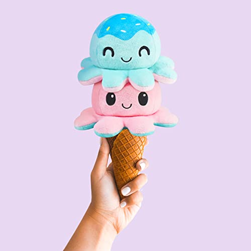 TeeTurtle - The Original Reversible Octopus Plushie - Ice Cream - Cute Sensory Fidget Stuffed Animals That Show Your Mood