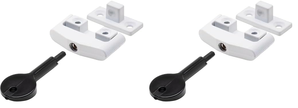 Sterling LWL101 Hinged Wooden Window Lock, White, 75 x 23 x 14 mm (Pack of 2)