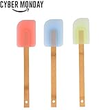 Wenore 3 Piece Red,Blue,Yellow Wood Handled Spatula, Easy Clean, Removable Head, Heat Resistant
