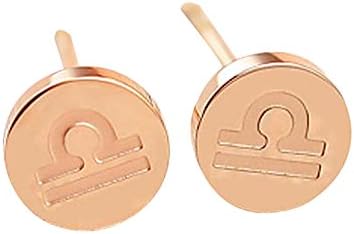 For Ladies 18K Rose Gold Plated Astrology Horoscope Stud Earrings