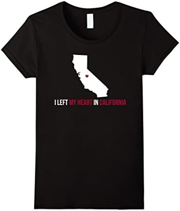 Women's I Left My Heart In California Cute Vacation Love T-Shirt Large Black