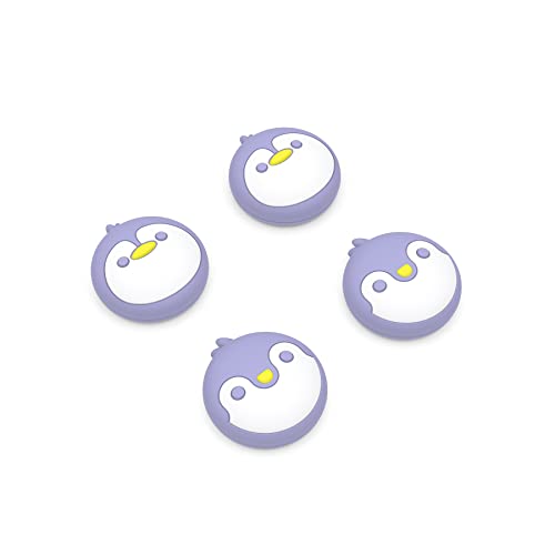 PlayVital Penguin Cute Thumb Grip Caps for ps5/4 Controller, Silicone Analog Stick Caps Cover for Xbox Series X/S, Thumbstick Caps for Switch Pro Controller - Light Violet