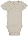 Boys Girls Baby Bodysuit made with Organic Cotton - Short Sleeve Kimono Style with Side Snaps Bodysuit and Gloved Sleeve - Stone 3M
