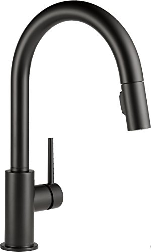 Delta Faucet 9159-BL-DST Trinsic Single Handle Pull-Down Kitchen Faucet, Matte Black