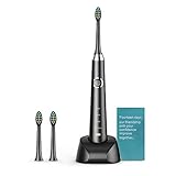 Sonic Electric Toothbrush, USB Rechargeable Toothbrush, Adult Electric Toothbrush With Holder and 2 Replacement Heads, (4 Modes with Automatic Timer, IPX7 Waterproof, Fast Charging), Black
