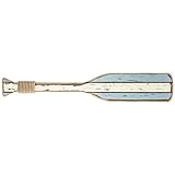 Turqouise and Green-Toned White Nautical Striped Wood Oar Wall Decor