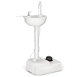Giantex Portable Camping Sink with Soap Dispenser and Towel Holder, 19L Water Capacity with Rolling Wheels and Foot Pump for Outdoor Events, Gatherings, Camping, Portable Hand Wash Basin Stand