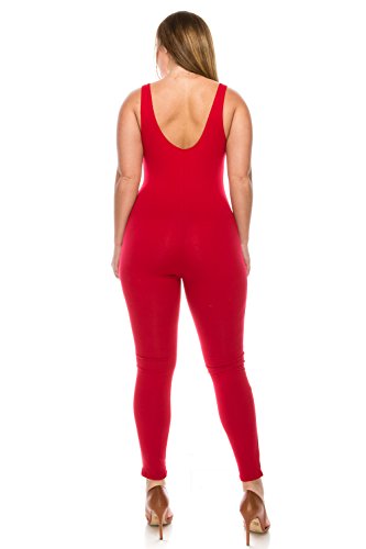 CNC STYLE Women Active Plus n Regular Size Cotton Stretch Scoop Neck Sleeveless Tank Yoga One Piece Jumpsuit Unitard Bodysuit (3XL, Burgundy)