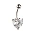 coromose Navel Ring Belly Rhinestone Button Bar Heart Body Piercing Jewelry Steel