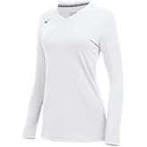 Mizuno Girls' Balboa 6 Long Sleeve Volleyball Jersey, White, Large