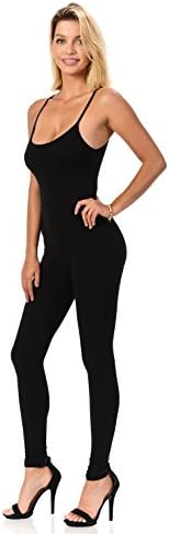Fashion Aktiv Women's Cotton Spandex Lycra Spaghetti Strapped Romper Yoga Jumpsuit (Small, Black)