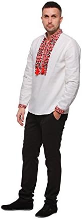 2kolyory Embroidered Shirt Mens White. Vyshyvanka. Ukrainian Embroidery. Shirts for Men