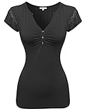 MBE Women's Cute Detail Casual Cap Sleeve Tee Shirt