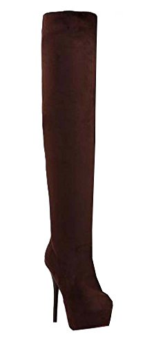 Martin winter boots female high-heeled boots, knee boots (US4, Brown) Martin winter boots female high-heeled boots, knee boots (US4, Brown)