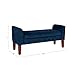 HomePop Velvet Tufted Storage Bench Settee with Hinged Lid, Deep Navy