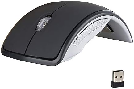 FJH Mobile Wireless Mouse, Foldable Arc Optical Mouse Ultrathin 2.4Ghz 1600DPI with Mini USB Receiver for Pad PC Laptop Notebook Computer