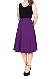 Everyday High Waist A-line Flared Skater Midi Skirt (M, Purple)