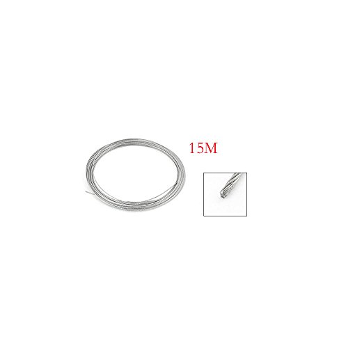 Ohaha Hoisting 7x7 1.2mm Diameter Stainless Steel Flexible Wire Rope 49.2Ft