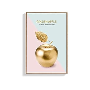 Framed Canvas Wall Art for Living Room, Bedroom Golden Apple Canvas Prints for Home Decoration Ready to Hang - 16x24 inches