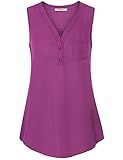 Bebonnie Sleeveless Tops For Women, Chiffon Summer Casual Tank Blouse and Shirts Magenta L