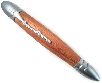African Mahogany Civil War Pen with Satin Tip, Clip and Cap and Free Gift Box SJS044A