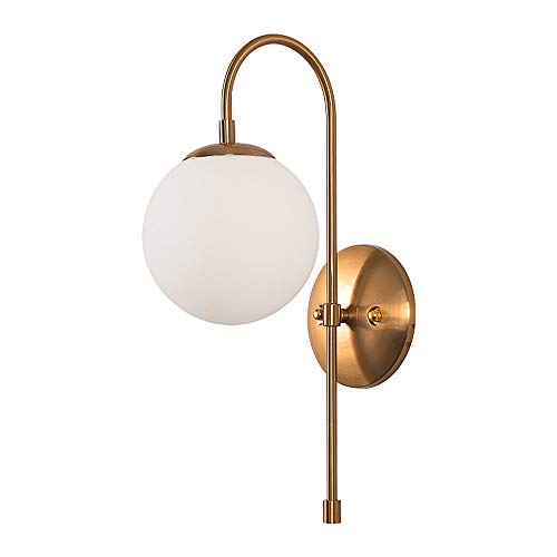 BOKT Mid-Century Modern Wall Sconce, Glass Globe Lampshade,1-Light Vanity Lighting for Bathroom Bedr