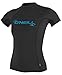 O'Neill Wetsuits Women's Basic Skins S/S Rash Guards, Black, X-Large