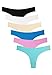 Wealurre Women's Microfiber Low Rise No Show Thong Pantie(B/W/A/BL/TU/PI,S)