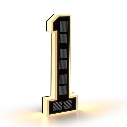 CARPESUN Solar House Number Illuminated for Outdoor Use Waterproof Illuminated House Number Sign Solar House Number Light Black Large - Height 23 cm (1-Black, 23 cm)