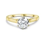 10k Solid Gold 6 Prong Round Moissanite Solitaire