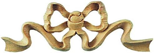 Carved Wooden Bow Onlay. Delicately Sculptured by The Hand of Our Master Craftsman in Solid Natural Pinewood. 3½ in high x 10 in Wide x ½ in Thick