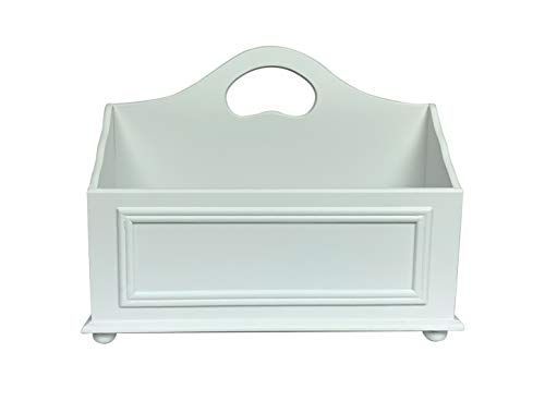 Designstyles Two Pocket Magazine Holder - White Standing Durable Wooden Storage Basket for Books, Newspapers, Files, and Folders - Stylish Look for Any Room