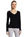 Calvin Klein Womens Essentials with Satin Long Sleeve V-Neck Pajama Top, Black, Medium