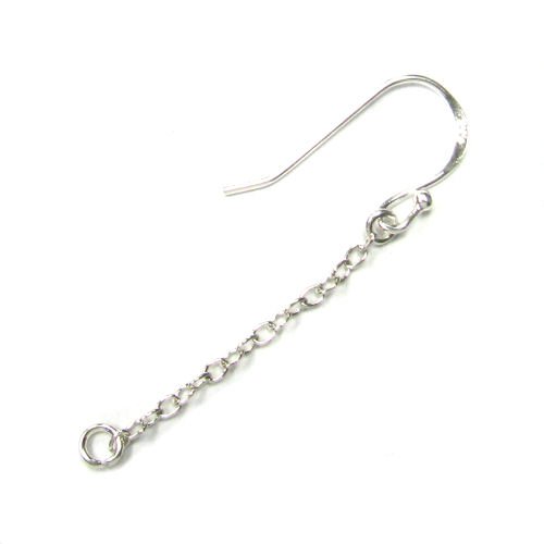4 pcs .925 Sterling Silver Ear Wire Link Chain Extender Earring French Hook / Dangle Charm Connector / Findings / Bright