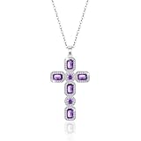 Linawe Amethyst Cross Necklace for Women Trendy