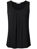 Messic Womens Scoop Neck Sleeveless Pleated Solid Knitted Vest Tank Top