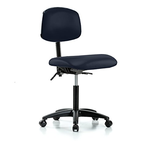 Perch Rolling Lab Chair with Adjustable Back Support for Carpet or Linoleum, Workbench Height, Imperial Fabric