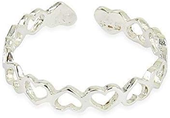 925 Solid Sterling Silver Adjustable Open Heart Toe Ring