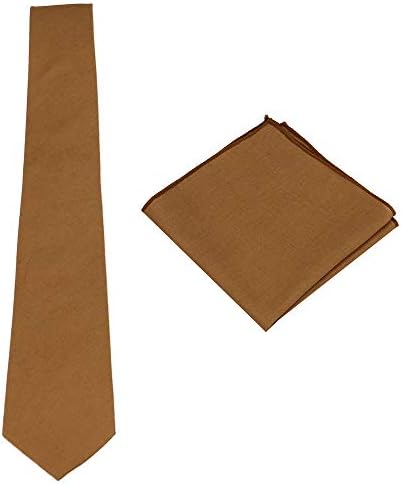 Mens Solid Linen Tie Set : Slim Necktie with Matching Pocket Square