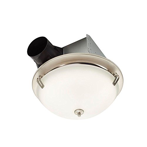 NuTone InVent Decorative Satin Nickel 100 CFM Ceiling Exhaust Fan with Light and White Globe, ENERGY STAR