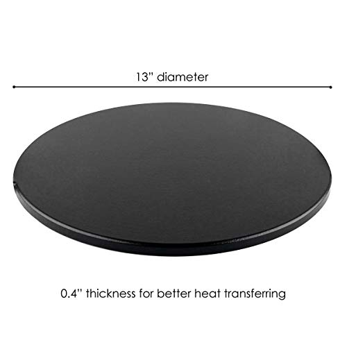 waykea 13” Ceramic Glazed Pizza Stone for Oven Grill or BBQ | Premium Bread Baking Stone Cordierite Pizza Grilling Stone, Black, Round